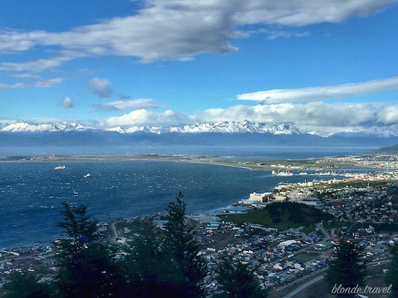 Beagle channel and Ushuaia city view