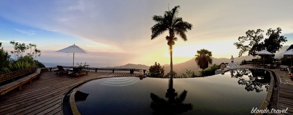 Strawberry Hill’s infinity pool at sunset