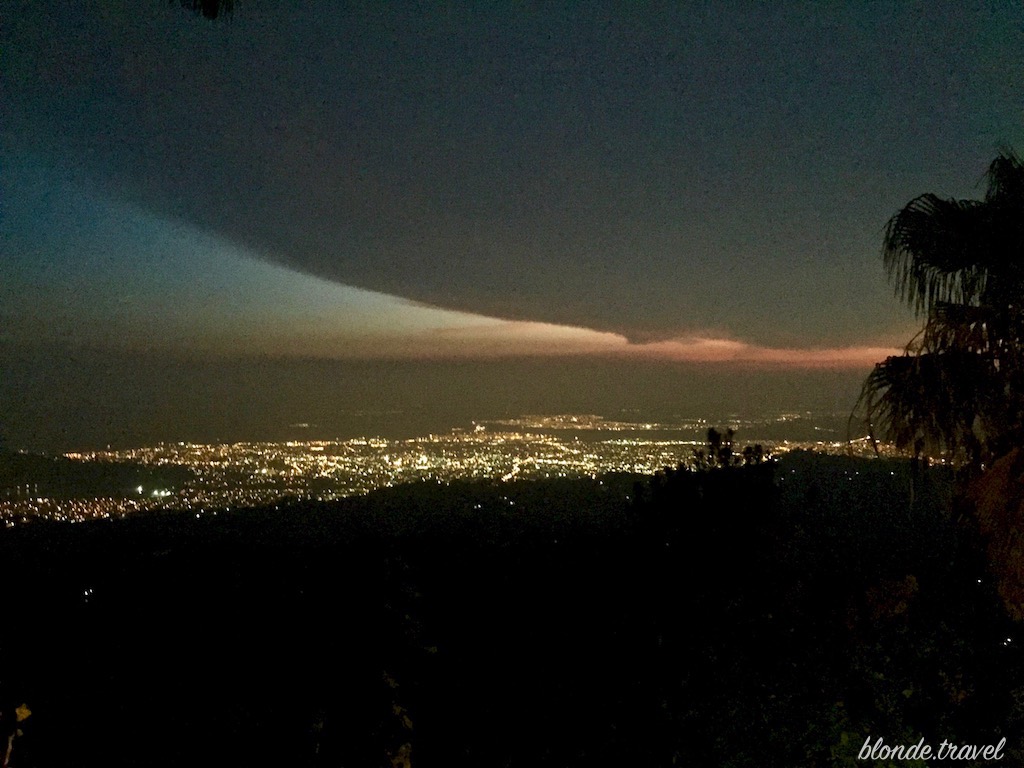 Kingston lights below Strawberry Hill after sunset