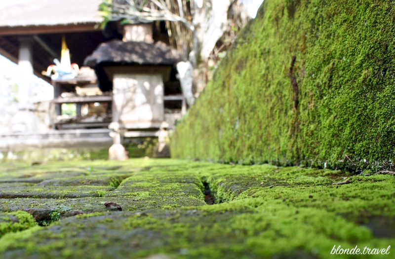 Moss-covered Balinese stonework at Amandari