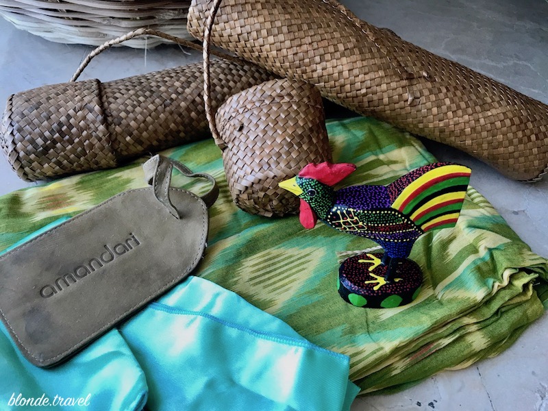 A leather Amandari luggage tag
