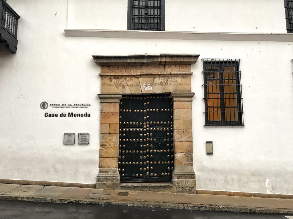 One gorgeous door at the street in La Candelaria, Bogota