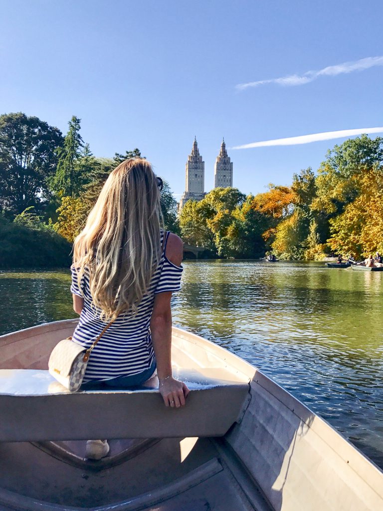 A rowboat on the lake in New York City’s Central Park