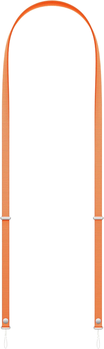 Orange woven Crossbody Strap with metal adjusters and attachment loops.