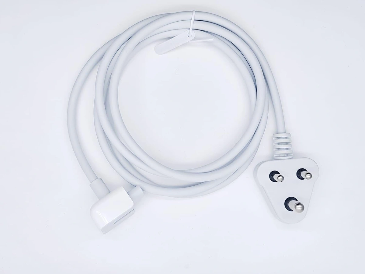 Third-party extension cable with a South African three-round-pin plug.