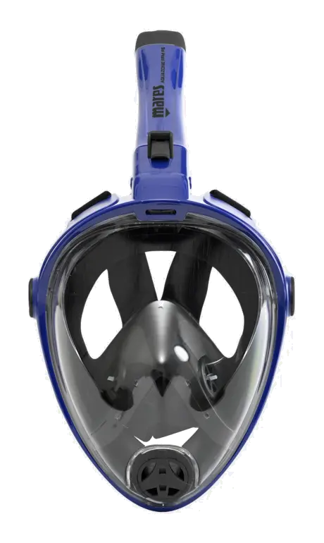 Front of the Mares Aquazone mask with its integrated snorkel.