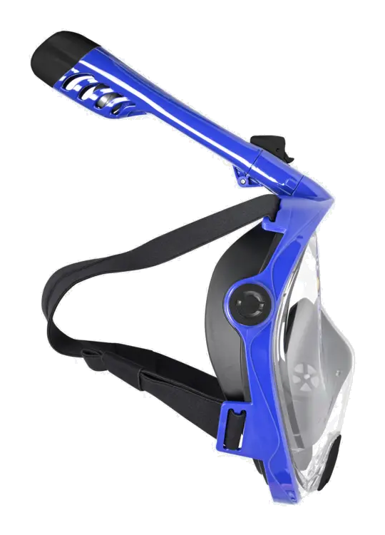 Side of the Mares Aquazone mask showing its fabric head straps.