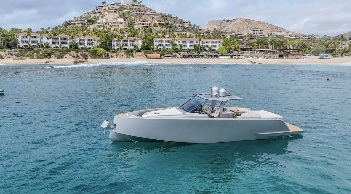 The Pardo 50 yacht Ciao at anchor off Palmilla’s beachfront.